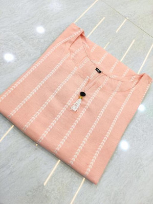 ACE COLLECTION Women Striped A-line Kurta(Orange)