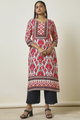 soch Women Printed Straight Kurta(Multicolor)
