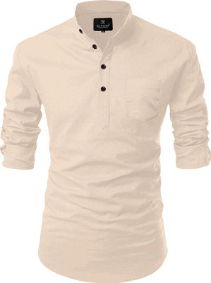 SPOQUE Men Solid Straight Kurta(Beige)