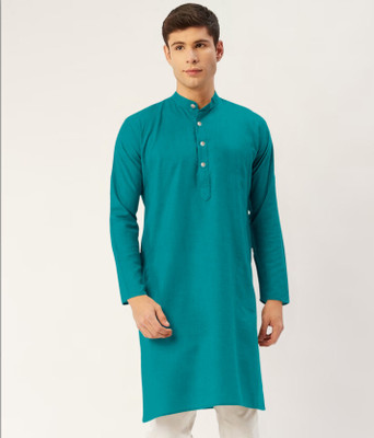 ShivLeela Men Solid Straight Kurta(Green)