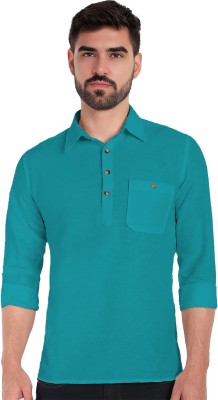 Vida Loca Men Solid Straight Kurta(Blue)