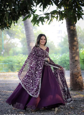 PUSHTI ENTRPRISE Embroidered Anarkali Kurta, Bottom & Dupatta Set