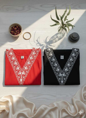 ZIELFASHION Women Embroidered A-line Kurta(Multicolor)