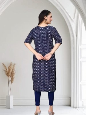 NISHA APEX Women Printed Asymmetric Kurta(Blue)