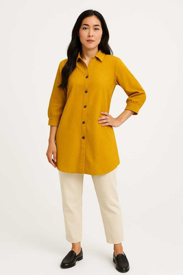 Ajmera fasion Women Solid Straight Kurta(Yellow)