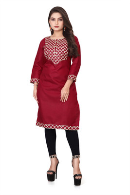 Nanu Creation Women Embroidered A-line Kurta(Maroon)