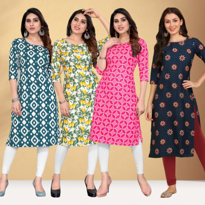 Hiral Women Printed Straight Kurta(Multicolor)