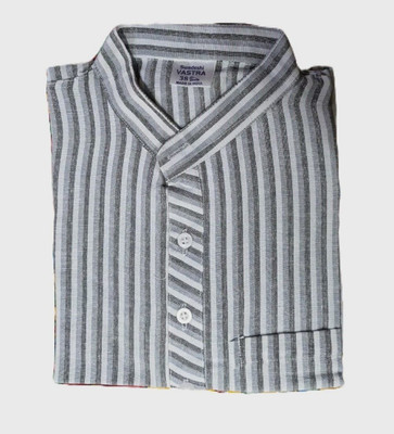 Keshar Men Striped, Self Design Straight Kurta(Multicolor, Black, White, Grey)