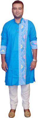 Tuh Men Printed A-line Kurta(Light Blue)