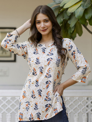 Mialo fashion Women Printed Straight Kurta(White)
