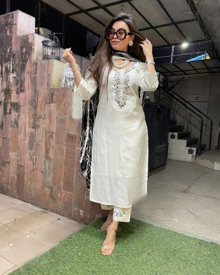 ramcreation Woven Kurta, Salwar & Dupatta Set