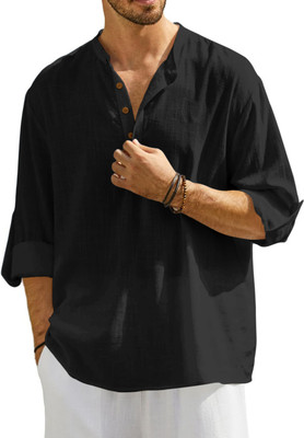 ZOMBOM Men Solid Straight Kurta(White)