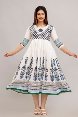 HouseOfCommon Women Printed Anarkali Kurta(Multicolor)