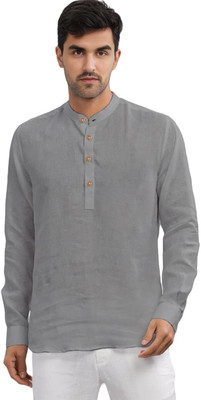 VIMASUTI Men Solid Straight Kurta(Grey)