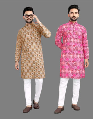 DHASU TRENDZ Men Printed Straight Kurta(Multicolor)