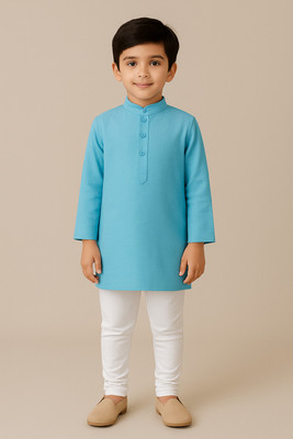 STYLEBOAT Boys Solid A-line Kurta(Light Blue)