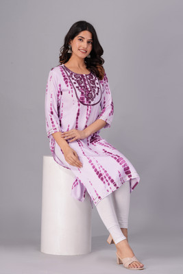 Jaipur Sarai Women Printed Straight Kurta(Purple)