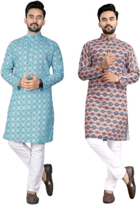 DHASU TRENDZ Men Printed Straight Kurta(Multicolor)