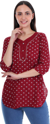 SubiStyle Women Printed Straight Kurta(Maroon)