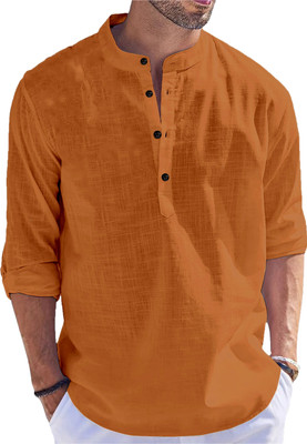 LIMRO Men Solid Straight Kurta(Yellow)