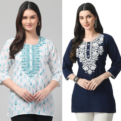 STYLE PREZONE Women Embroidered, Printed A-line Kurta(Multicolor)
