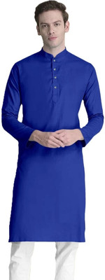 Rajababu Men Solid Straight Kurta(Blue)
