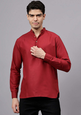 Vida Loca Men Solid Straight Kurta(Maroon)