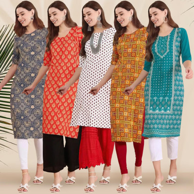 1 Stop Fashion Women Printed A-line Kurta(Multicolor)