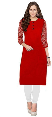 Coft Women Self Design A-line Kurta(Red)