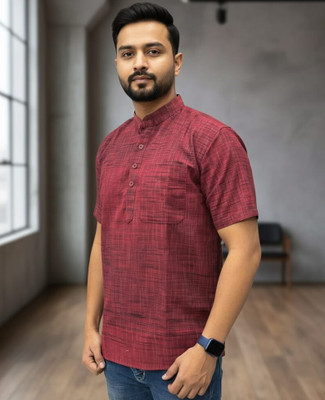 AFC Men Self Design Tunic Kurta(Maroon)