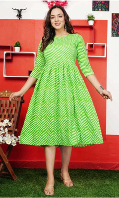 MOKSHITA Women Printed A-line Kurta(Green)