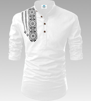 Kavyangle Creation Men Printed Straight Kurta(White)