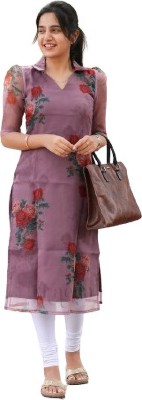 WWFashion Women Printed A-line Kurta(Purple)