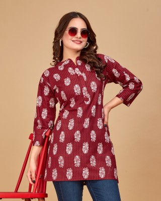 Kalavrund Creation Women Printed Straight Kurta(Maroon)