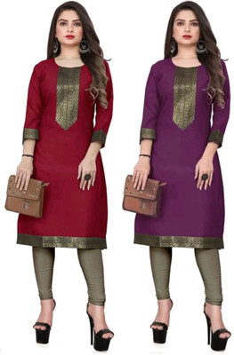 HEER CREATIONS Women Printed Straight Kurta(Multicolor)
