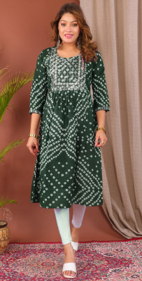 PARTH FASHIONS Women Self Design A-line Kurta(Green)