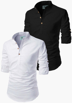 TrendiVastra Men Solid Pathani Kurta(Black)