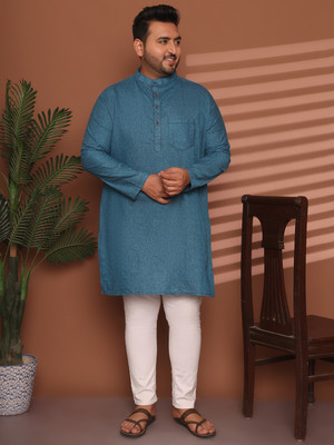 ED PLUS Men Solid Straight Kurta(Blue)