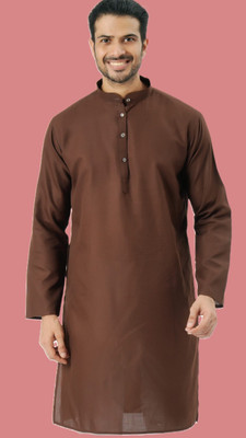 JODIDAR Men Solid Straight Kurta(Brown)