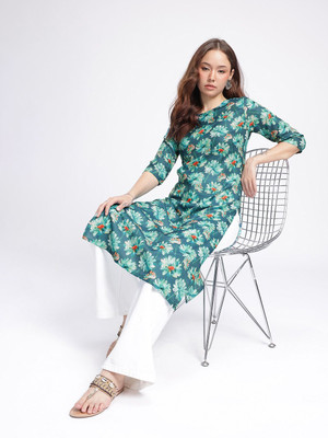 Anouk Rustic Women Floral Print Straight Kurta(Multicolor)