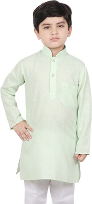 SG YUVRAJ Boys Self Design Straight Kurta(Green)