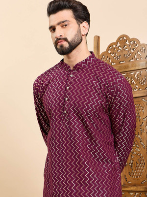 ANOUK Women Geometric Print A-line Kurta(Maroon)