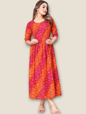 KurtisHouse Women Printed Straight Kurta(Red)