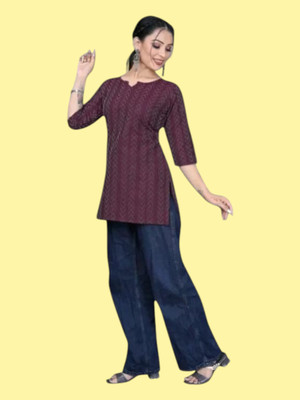 Kfashionbj Women Solid A-line Kurta(Purple)