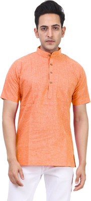 Kavita Fasion Men Solid Straight Kurta(Orange)