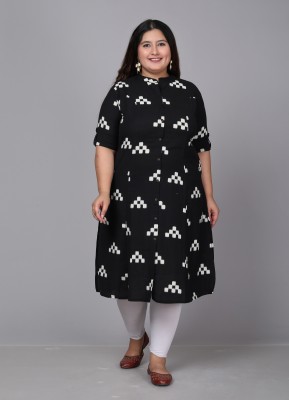 Gs Fashions Women Printed A-line Kurta(Black, White)