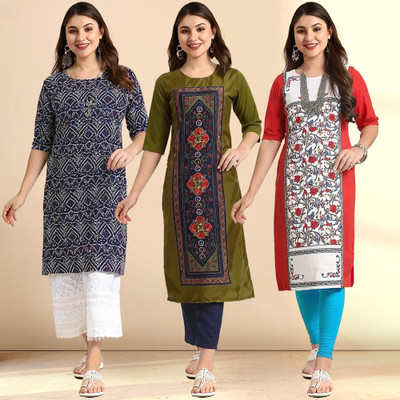 EthnicBasket Women Printed A-line Kurta(Multicolor)