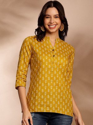 ANOUK Women Printed Straight Kurta(Yellow)