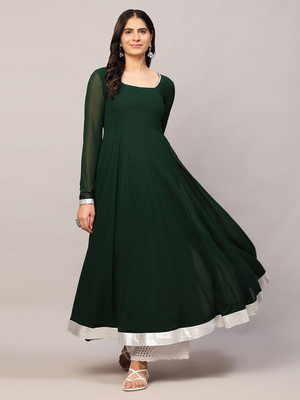 Poshak Hub Women Embroidered Anarkali Kurta(Green)