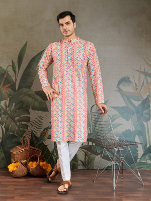 Zarista Creation Men Embroidered A-line Kurta(Multicolor)